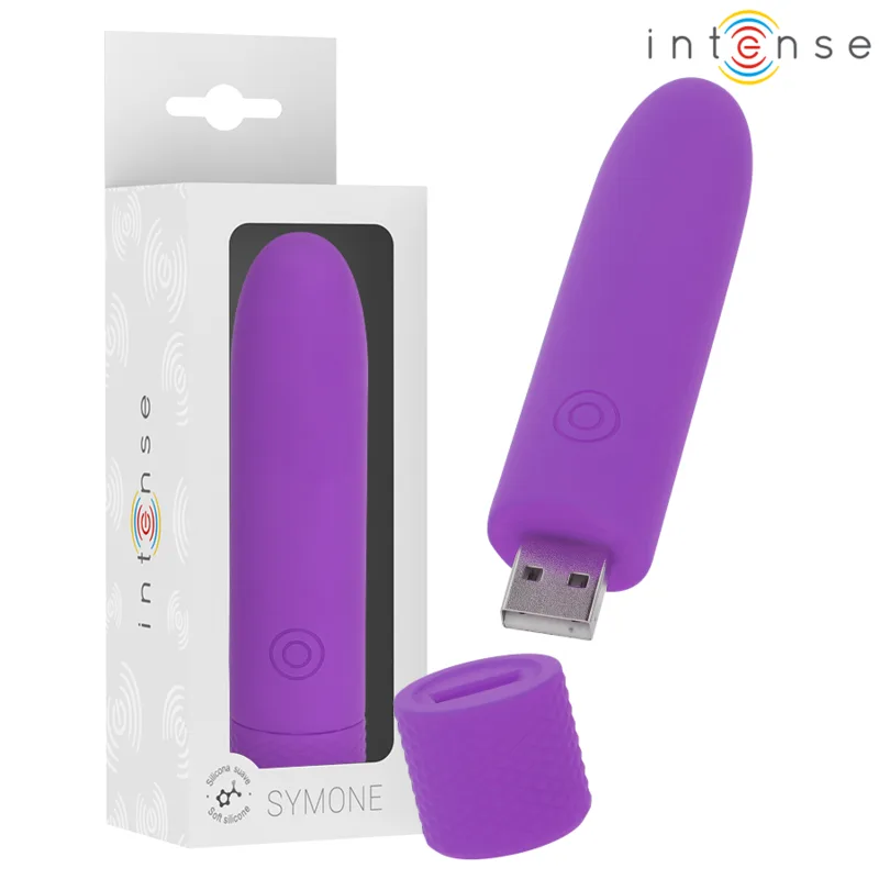 Intense - Symone USB-uppladdningsbar vibrerande bullet | 8 vibrationsmönster | Lila | 10 x 2,2 cm