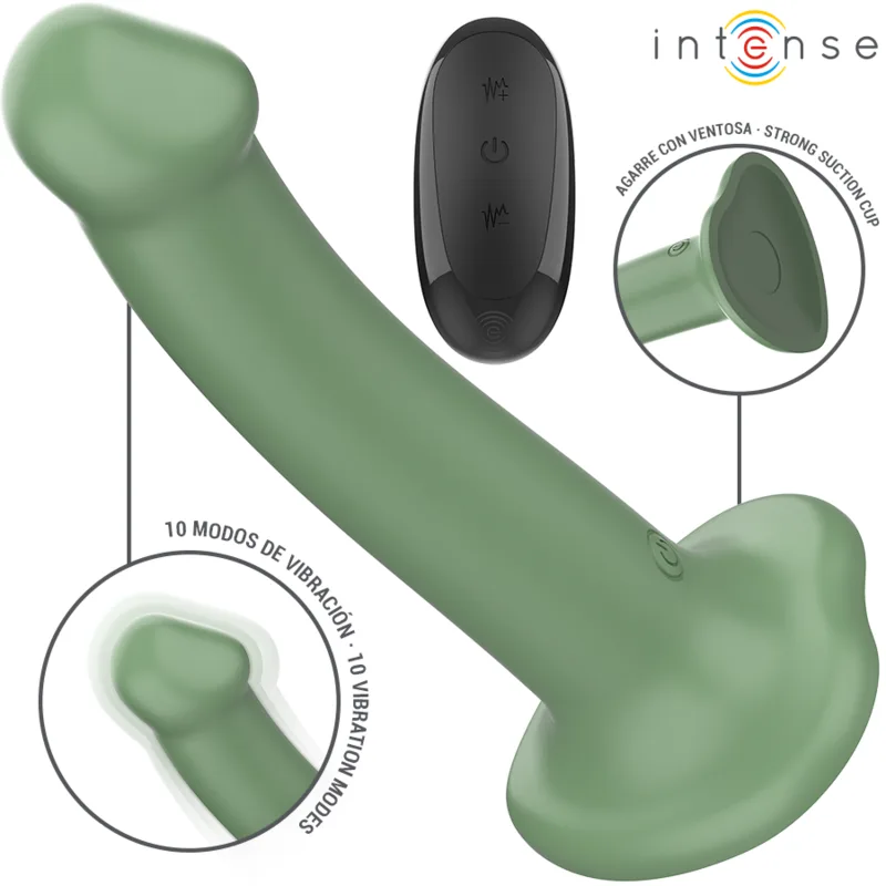 Intense Becca Vibrerande Dildo med Sugkopp & Fjärrkontroll – 10 Vibrationsmodi, Grön