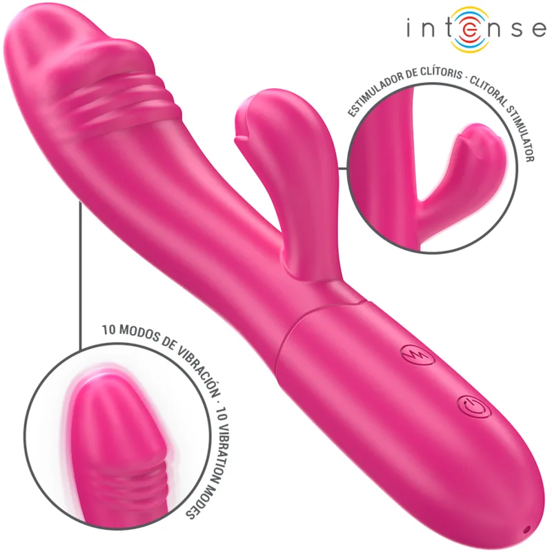 Intense - Ivy Flexibel Vibrator med Dubbel Stimulering och Klitoristånga | 10 Vibrationsmodi | Rosa