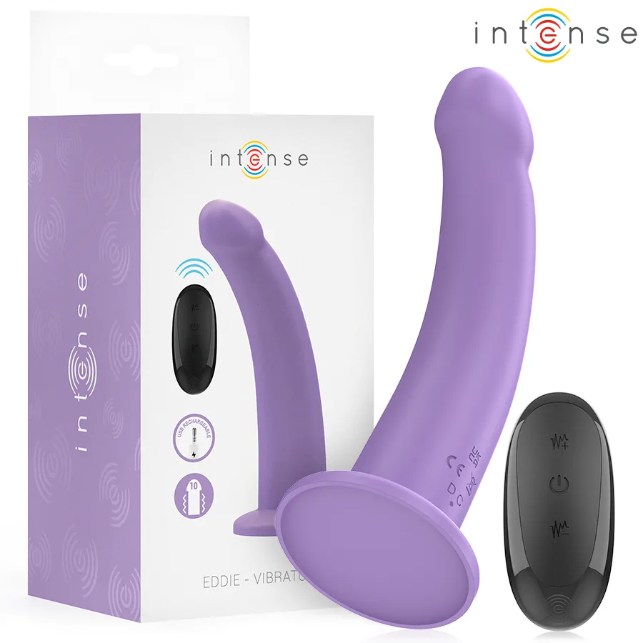 Intense Eddie Vibrerande Dildo – 17,5 cm, 10 Vibrationsmodi, Fjärrkontroll, Lila