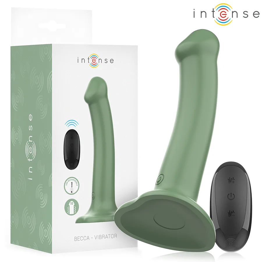 Intense - Becca Silicone Vibrator with Suction Cup Base | 10 Vibration Modes | Wireless Remote Control | Green
