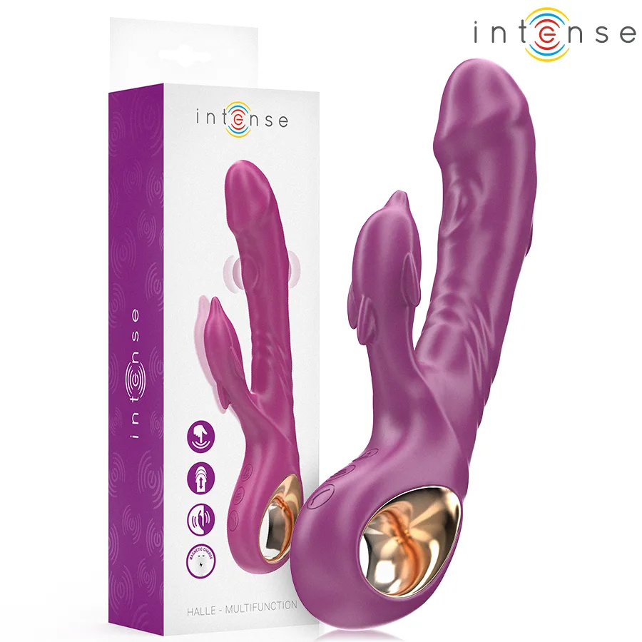 Intense Halle Multifunktionsvibrator med delfinstimulerade tunga – Lila