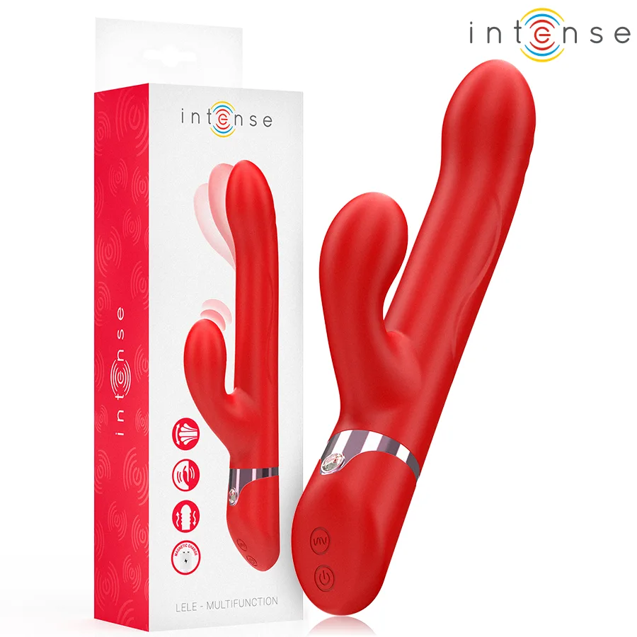 Intense - Lele Multifunktionsvibrator med rotation, oscillation och dubbel stimulering – Röd