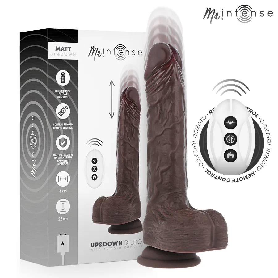 Mr Intense - Matt Realistisk Multifunktionell Vibrerande Dildo med Upp & Ned Stötrörelse och Trådlös Fjärrkontroll | 22 cm Total Längd | 4 cm Diameter