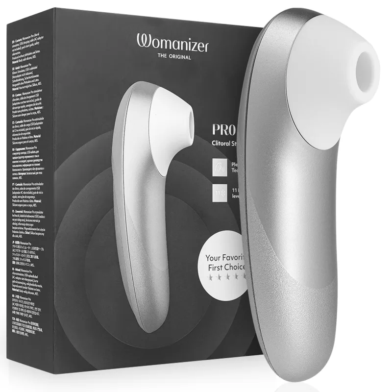 Womanizer Pro Vibrant Clitoral Air Stimulator – Silver Grey