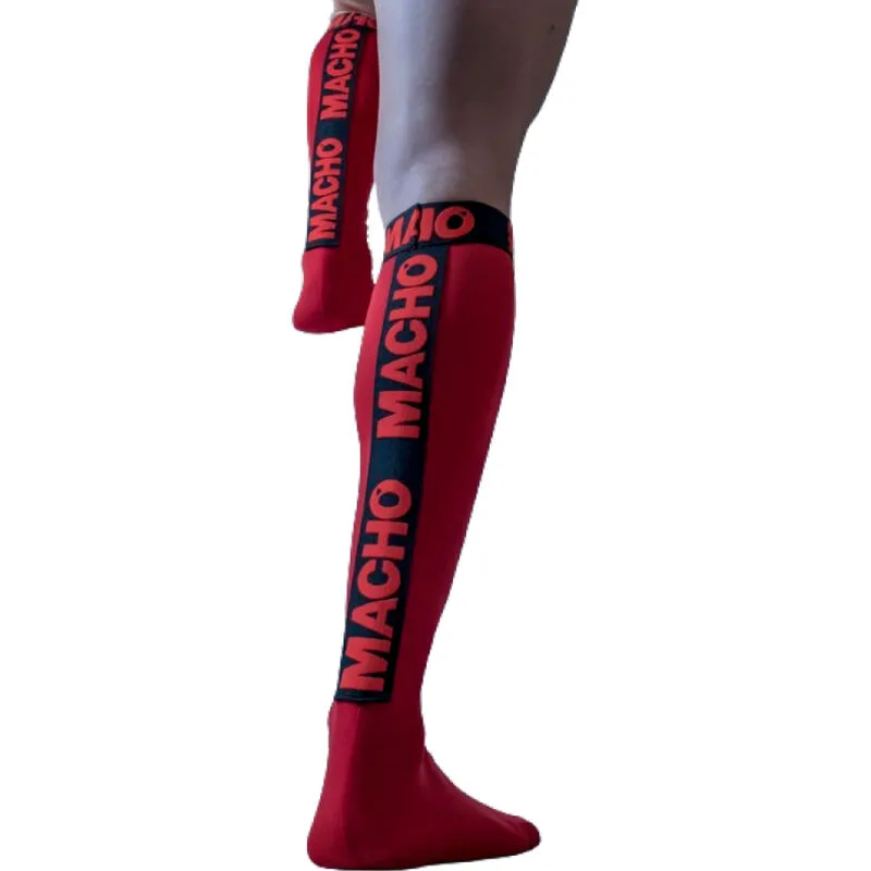 Macho – Halvgenomskinliga Fetischstrumpor, One Size | Röd