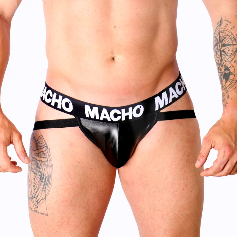 Macho MX25NC Jock Strap - Svart Konstläder | Fetish Collection | Storlek M