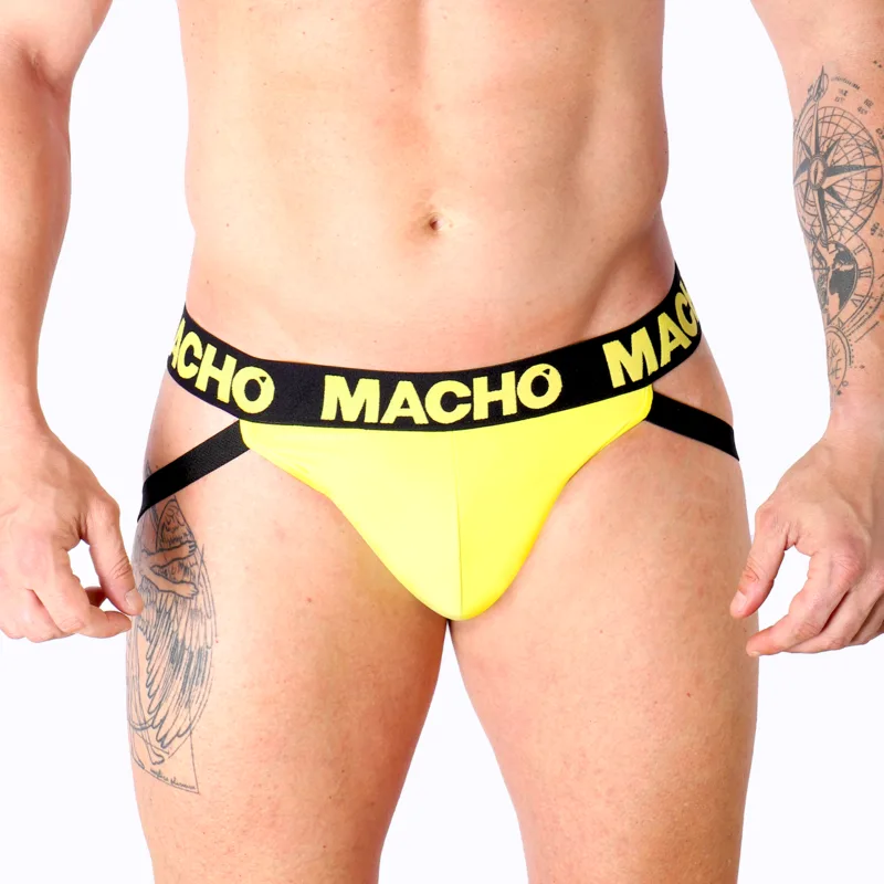 Macho MX25A Lycra Jockstrap – Open Back Men's Underwear | Yellow | Size L