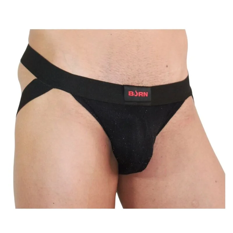 BURN 003 Jock Shiny Herrjockstrap – Svart, Storlek L