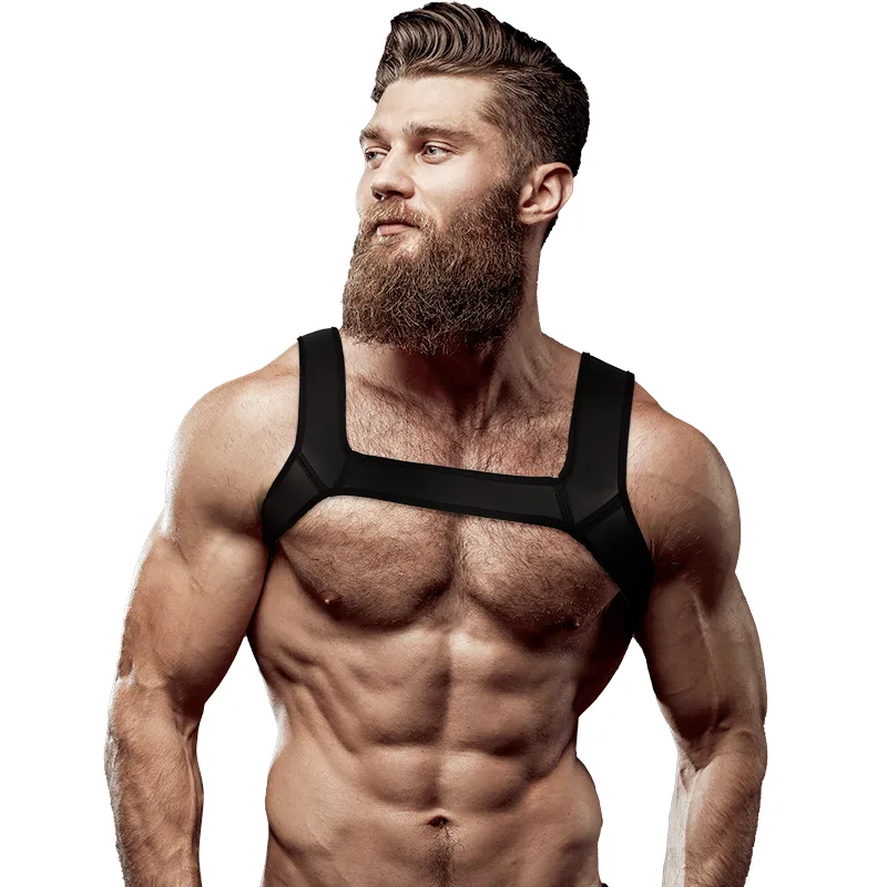 Fetish Submissive Attitude - Neopren Bröstharness för Män | Storlek M