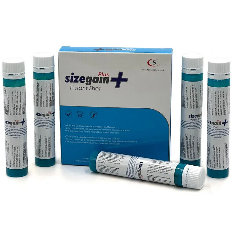 500 Cosmetics - SizeGain Plus Instant Shot Energi- & Libidotillskott för Män – Förpackning med 5