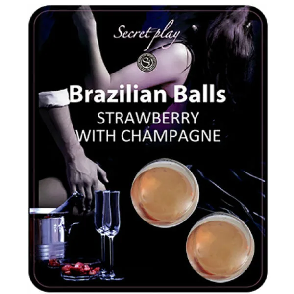 Secretplay – Massageoljebollar med jordgubbe & champagnedoft – Set med 2