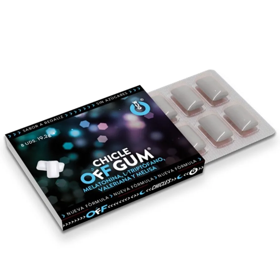 Wug Gum - Relaxation & Sleep Support Chewing Gum with Valerian, Tryptophan, Lemon Balm & Melatonin | 1 Box of 8 Units