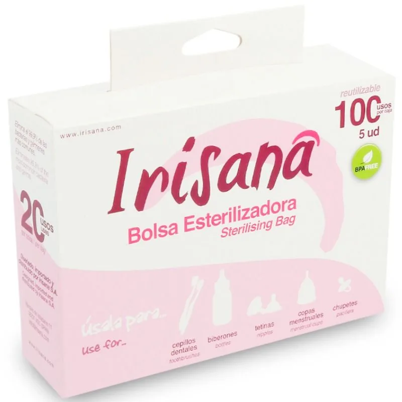 Irisana Mikrovågssteriliseringspåsar – Förpackning med 5 (100 användningar totalt)