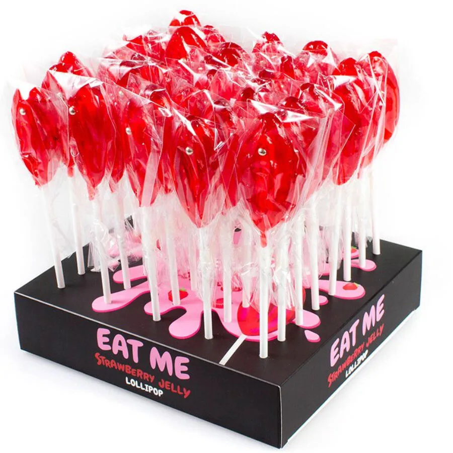 Secretplay - Vulva-Shaped Strawberry Lollipops | Retail Display Assortment of 40 Units