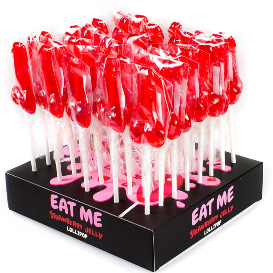 Secretplay - Penis-Shaped Strawberry Flavour Lollipops | Retail Display Assortment of 40 Units