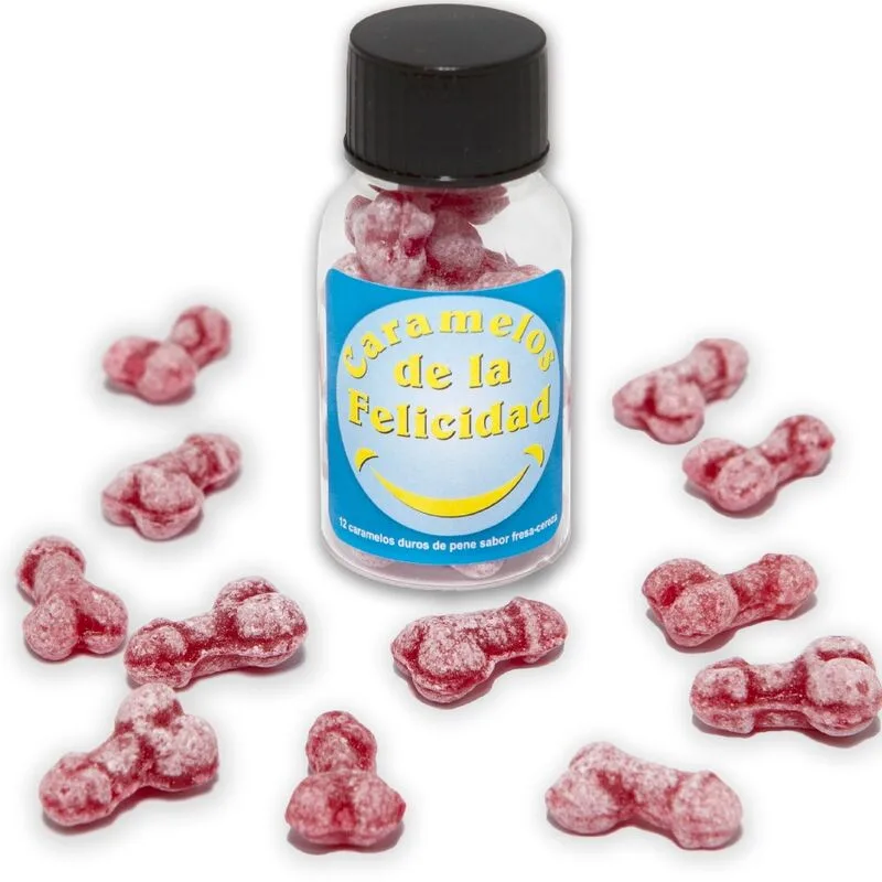 Diablo Picante – Burk med 12 penisformade festgodis | Jordgubbe & Körsbärssmak