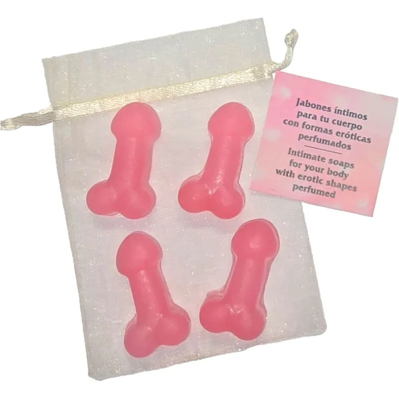 Diablo Picante - 4 Penisformade Doftande Mini-Tvålar i Rosa