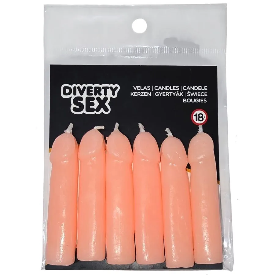 Diablo Picante - Anatomiskt formade ljus i hudfärg – Set om 6
