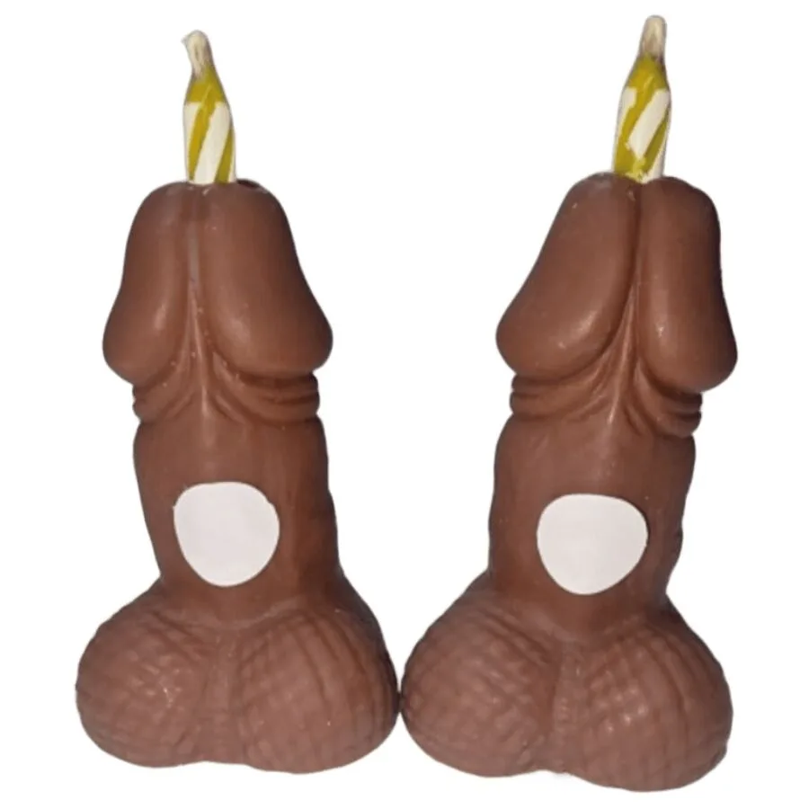 Diablo Picante - Penisformade Födelsedagssifferkronljus Mörk Hudton – Set om 2