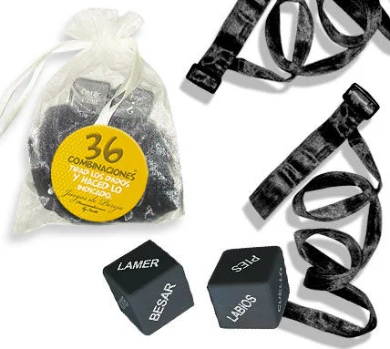 Inedit – Organza presentpåse bondageset med sensoriska tärningar | Svart