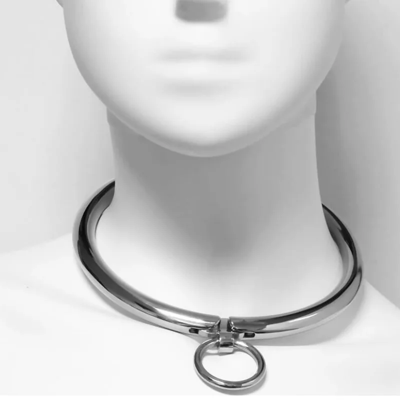 Metal Hard – Halsband i rostfritt stål med kombinationslås och D-ring, 10,5 cm innerdiameter