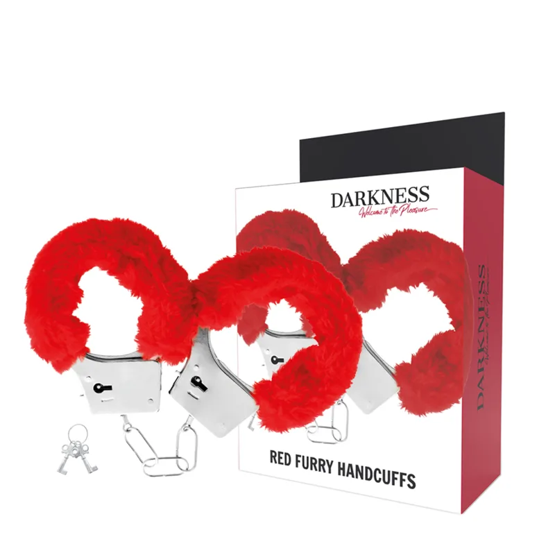 Darkness - Red Lined Metal Handcuffs for Restraint Play