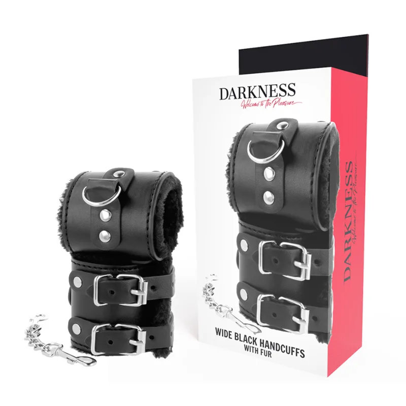 Darkness - Black Adjustable Faux-Leather Lined Handcuffs