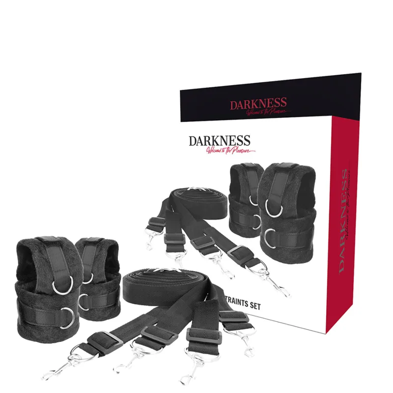 Darkness - Sängrestriktionsset med justerbara handleds- & fotledsmanchetter