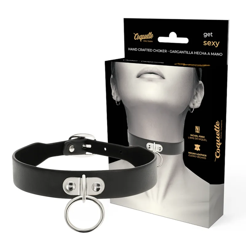 Coquette Chic Desire Veganskt Läder Justerbart Fetisch Halsband för Kvinnor