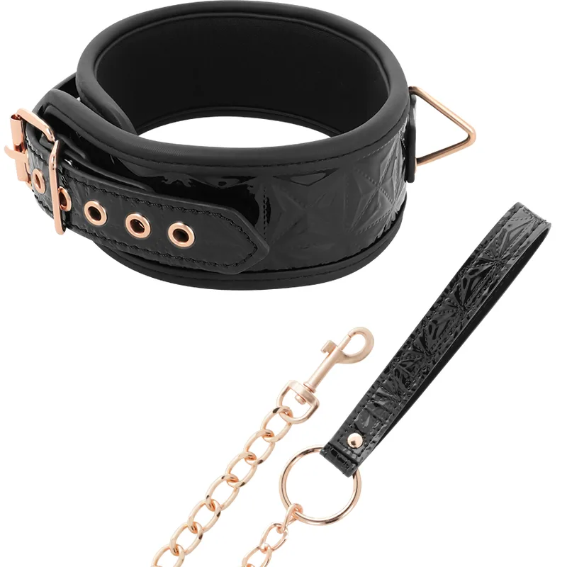 Begme Black Edition Premium Veganskt Läder & Neopren-fodrat Halsband – Nickelfritt BDSM-restraintaccessoar