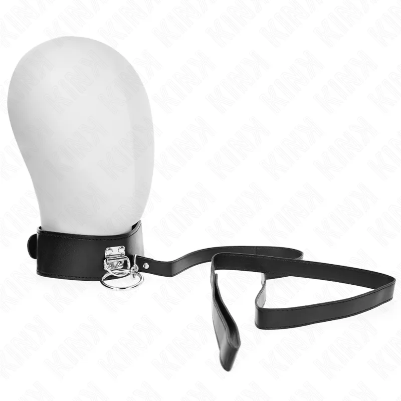 Kink - Nitat Halsband & Koppel Set | Läderimitation Rem 116 CM | Halsband 50 x 5 CM