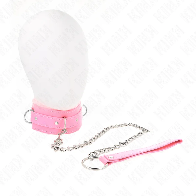 Kink Halsband med Koppel och Fasthållningsset – Rosa, Justerbart 36–42 cm x 5,5 cm med 65 cm Koppel