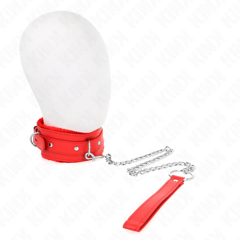Kink Collar med Koppel – Rött Restraint-Set, 65 cm Koppel, Passar Hals 36–42 cm, 5,5 cm Brett Band
