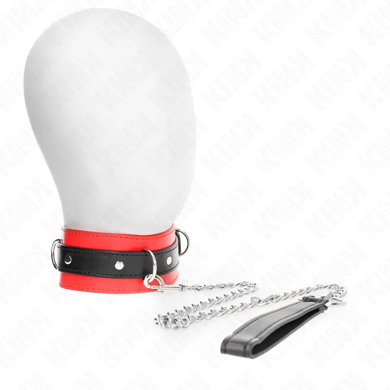 Kink - Red Bondage Collar with Restraint Strap | 65 CM Collar & 54 x 4.5 CM Strap