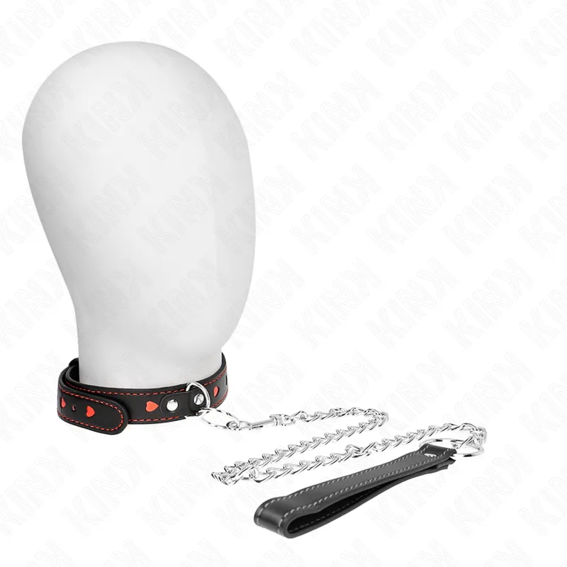 Kink-halsband med dekorativt hjärtdetaljband – 65 cm halsband & 52,5 x 2,5 cm band