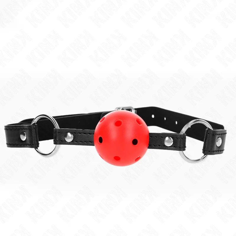 Kink Hollow Hard Red Ball Gag – 4,5 cm boll med 63,5 x 2 cm rem, Modell 1