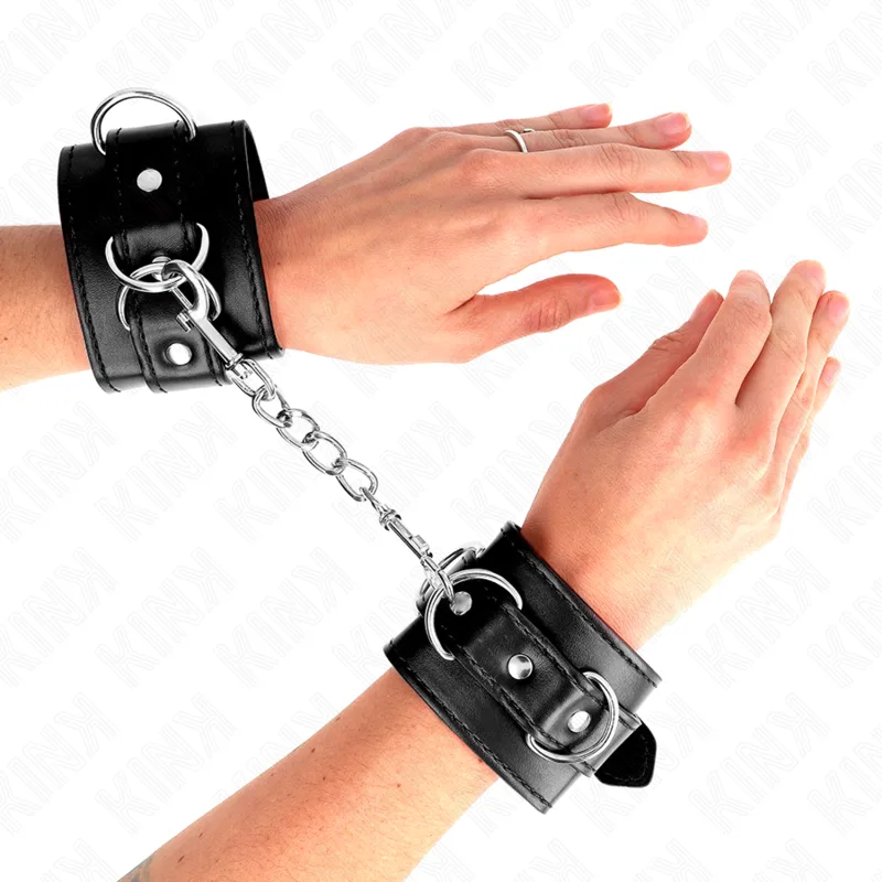 Kink Justerbara Handledsbojor med 3 D-ringar – Svart, 17,5–25 cm x 6 cm
