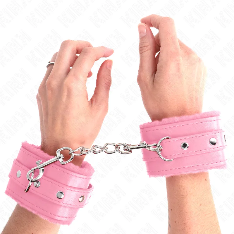 Kink Premium Pälsfodrade Handledsrestriktioner – Mjuk Rosa med Justerbart Bälte, Passar 17–29 cm