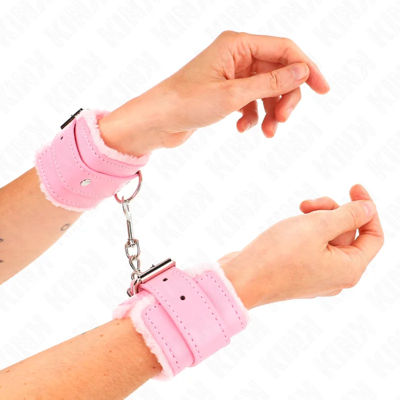 Kink Pälsfodrade Handledsbojor med Justerbart Bälte – Rosa