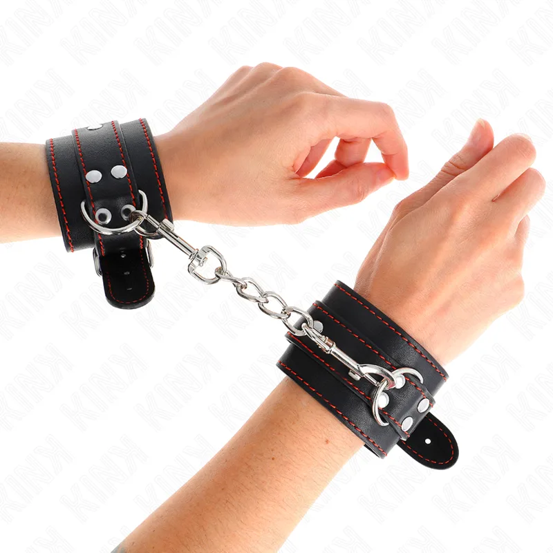 Kink Justerbara Handledsrestriktioner – Svart med Röd Foder (20–28 cm x 5,5 cm)