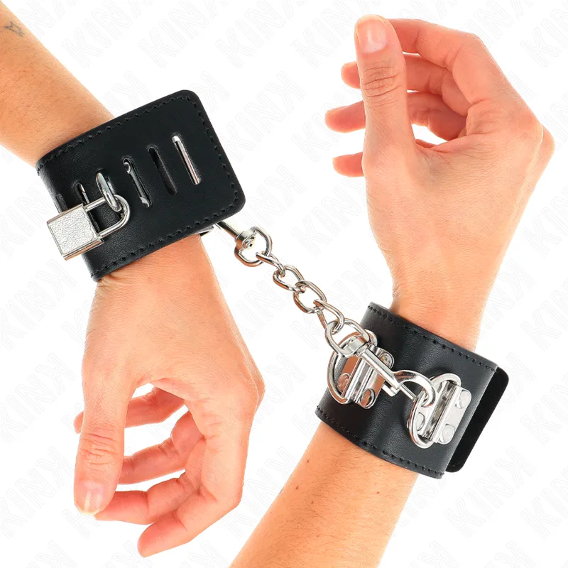 Kink Multiposition Wrist Restraints with Padlock Closure – Black, Adjustable 16–23 cm x 5.5 cm