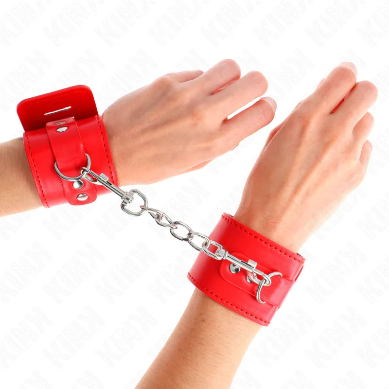 Kink Adjustable Wrist Restraints with Padlock Closure – Red, 16–23 cm x 5.5 cm