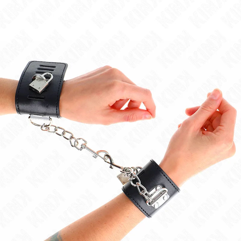Kink Justerbara Handledsrestriktioner med Hänglåsstängning – Svart (16–23 cm x 5,5 cm)