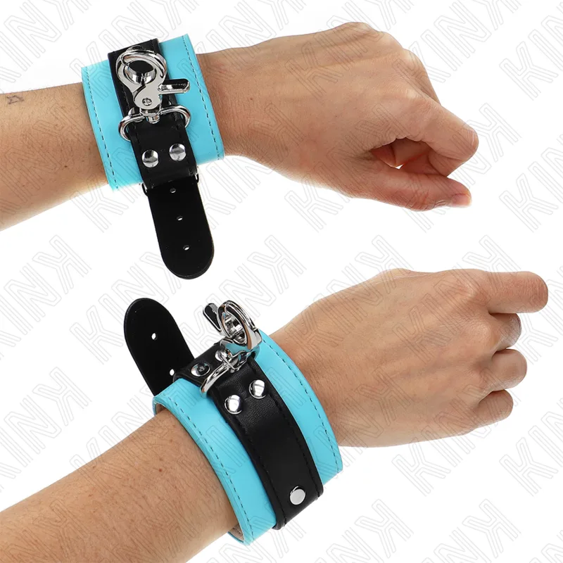 Kink Premium Låsbara Handledsrestriktioner – Justerbar 21–28 cm x 5,5 cm | Svart & Blå