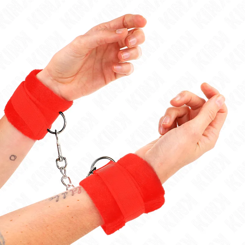 Kink Beginner Pälsfodrade Handbojor Röda