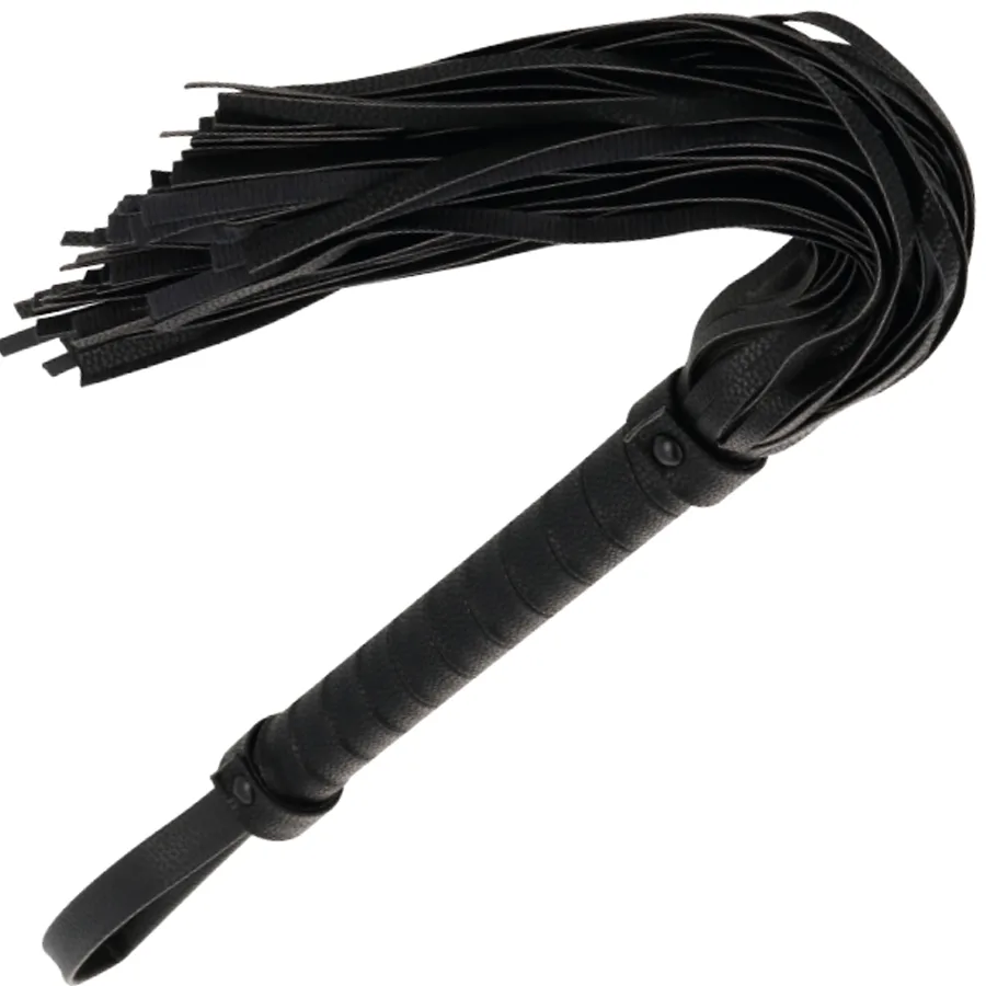 Darkness Collection – Svart Läder Bondage-Piska 42 cm