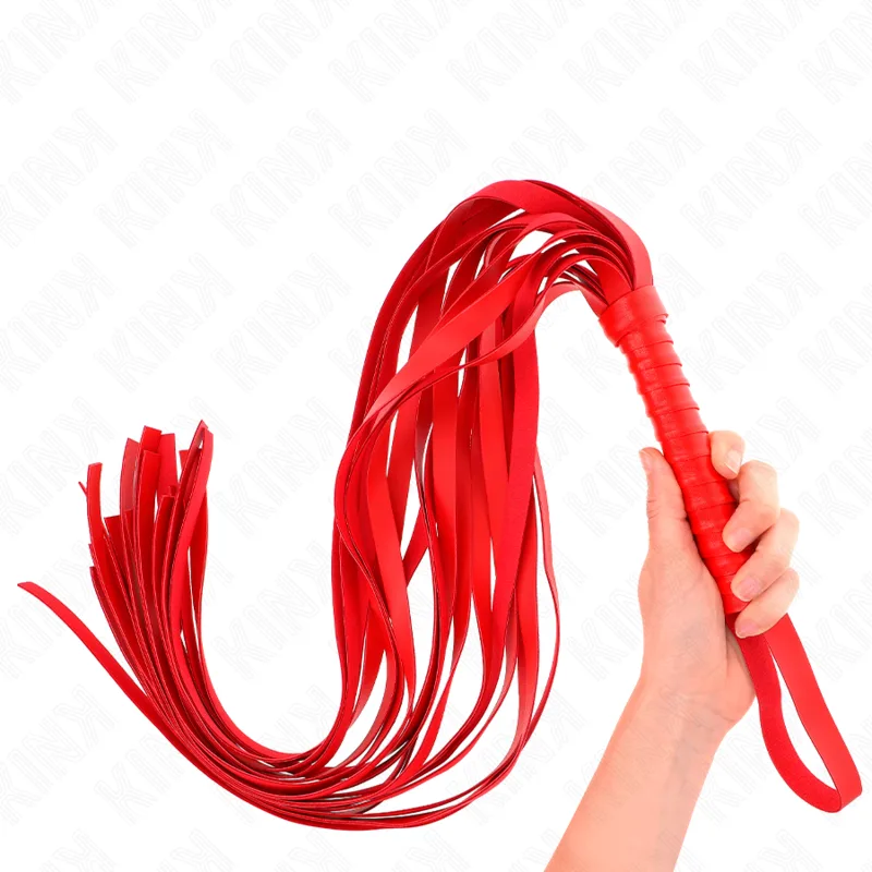Kink Röd Piska med Kort Handtag och Lång Svans 70 cm