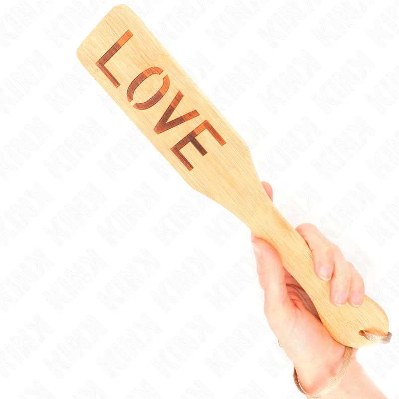 Kink Bamboo Paddle med "Love"-inskription – 32 x 5,5 cm