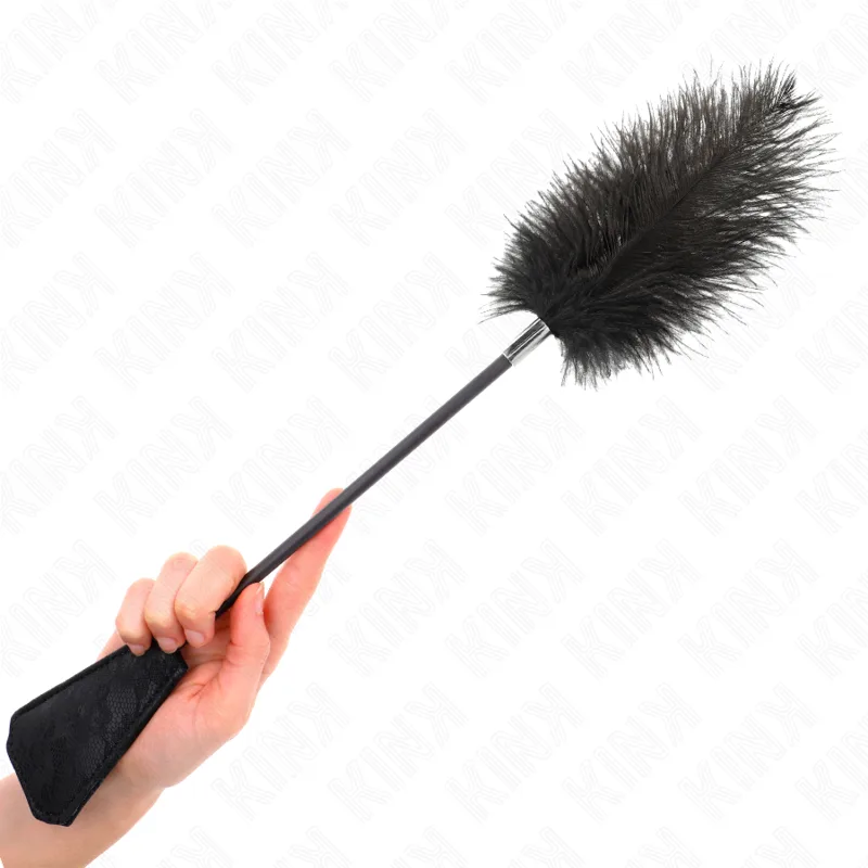Kink Ostrich Feather Tickler med spetshandtag – 56 cm